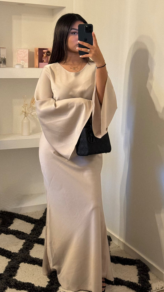 Robe en satin beige - LILIA