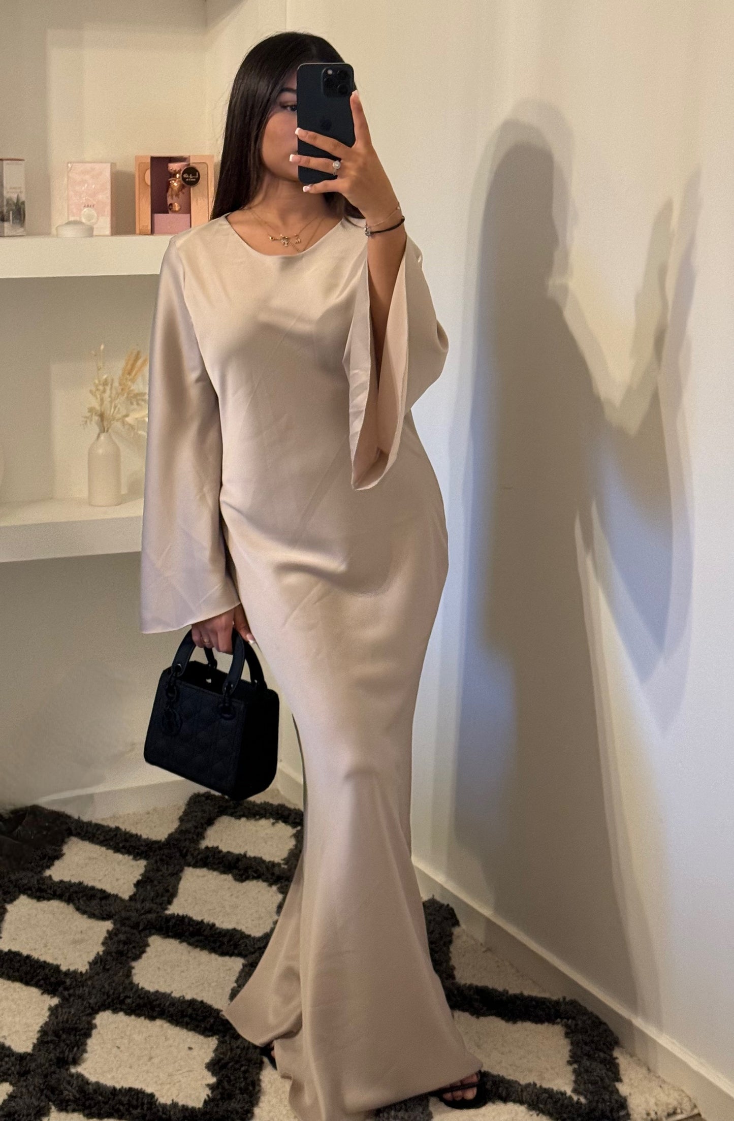 Robe en satin beige - LILIA