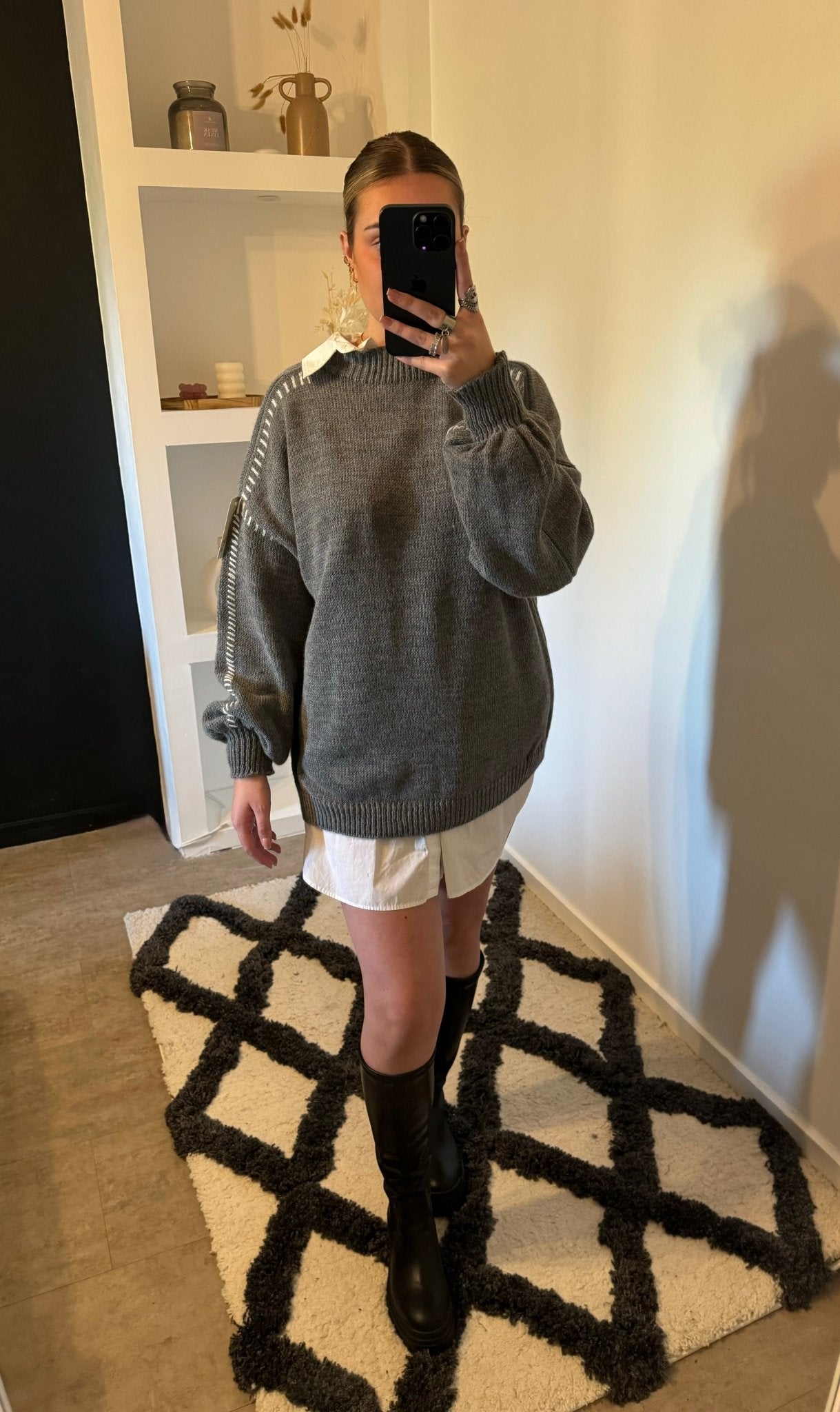 Pull en maille gris - MIA - HALWAA